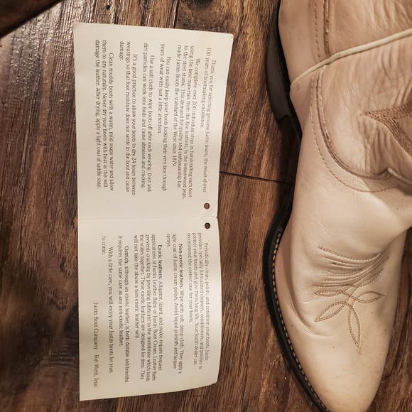 Justin Boots Cream Western Women's Shoes - Picture 8 of 9